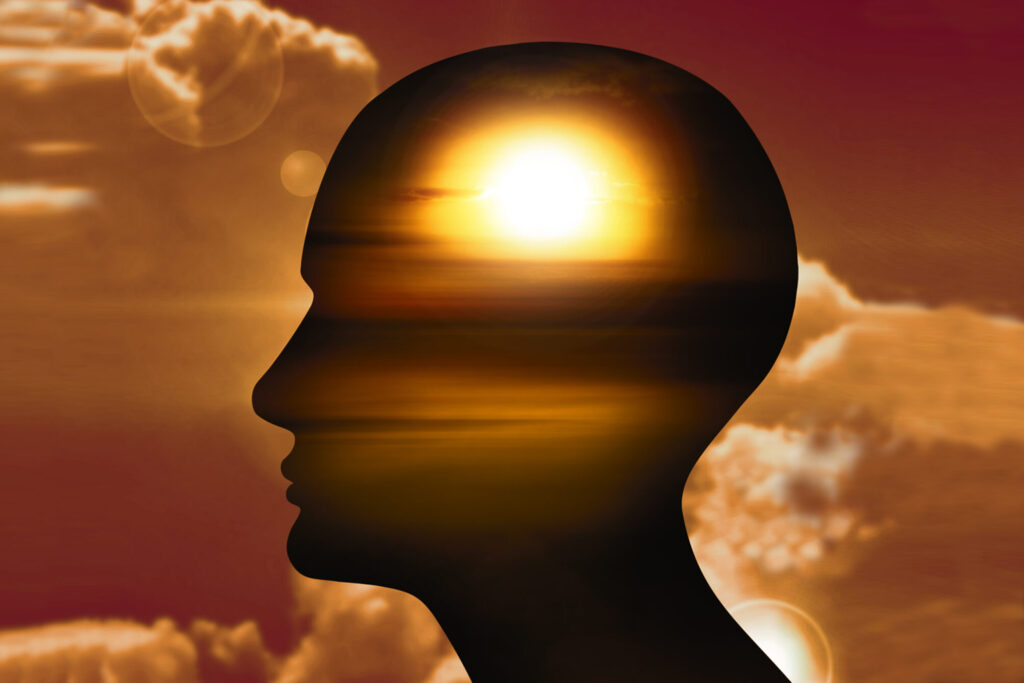 sun shining in a person's head