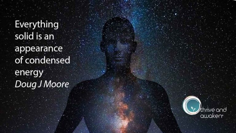 Person with milky way through them. Quote by Doug: Everything solid is an appearance of condensed energy