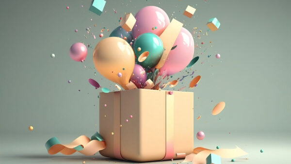 Balloons coming out of a box
