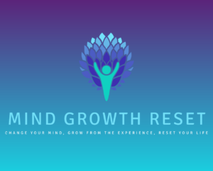 Logo with person and outstretched arms with words: Mind Growth Reset