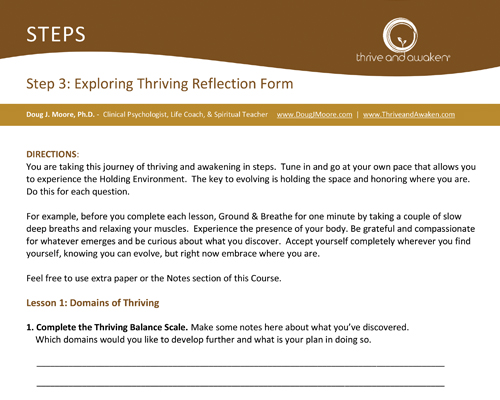 Sample of the Thriving Reflections form