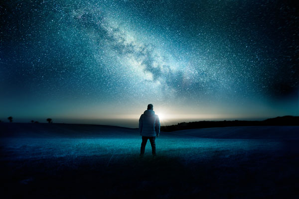 Person gazing at our galaxy