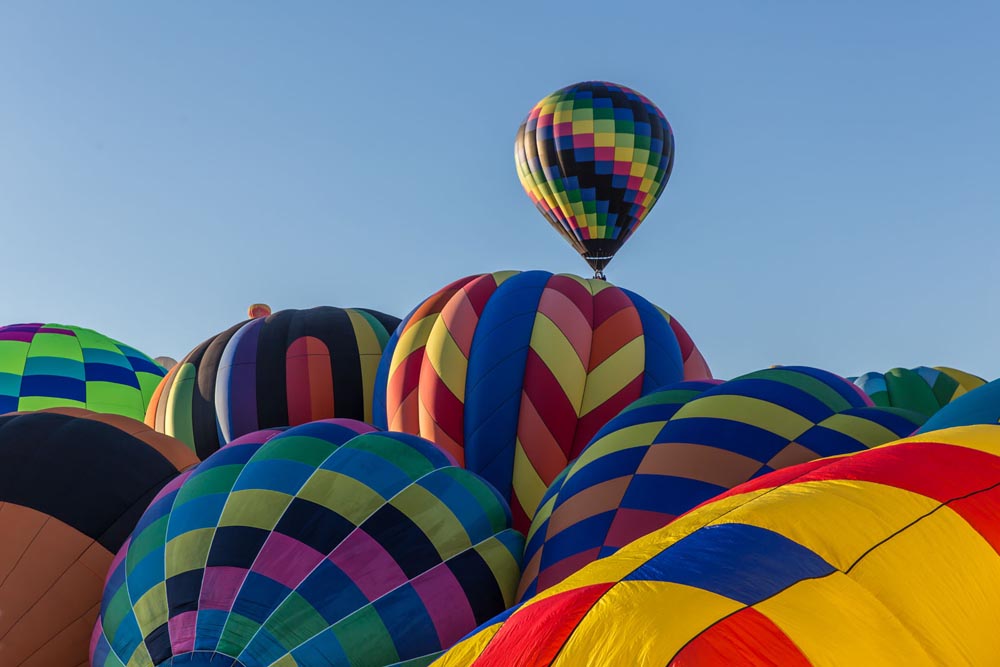 Hot air balloons about to take off