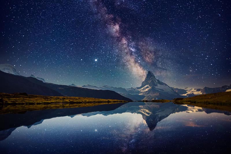 Matterhorn under starry sky